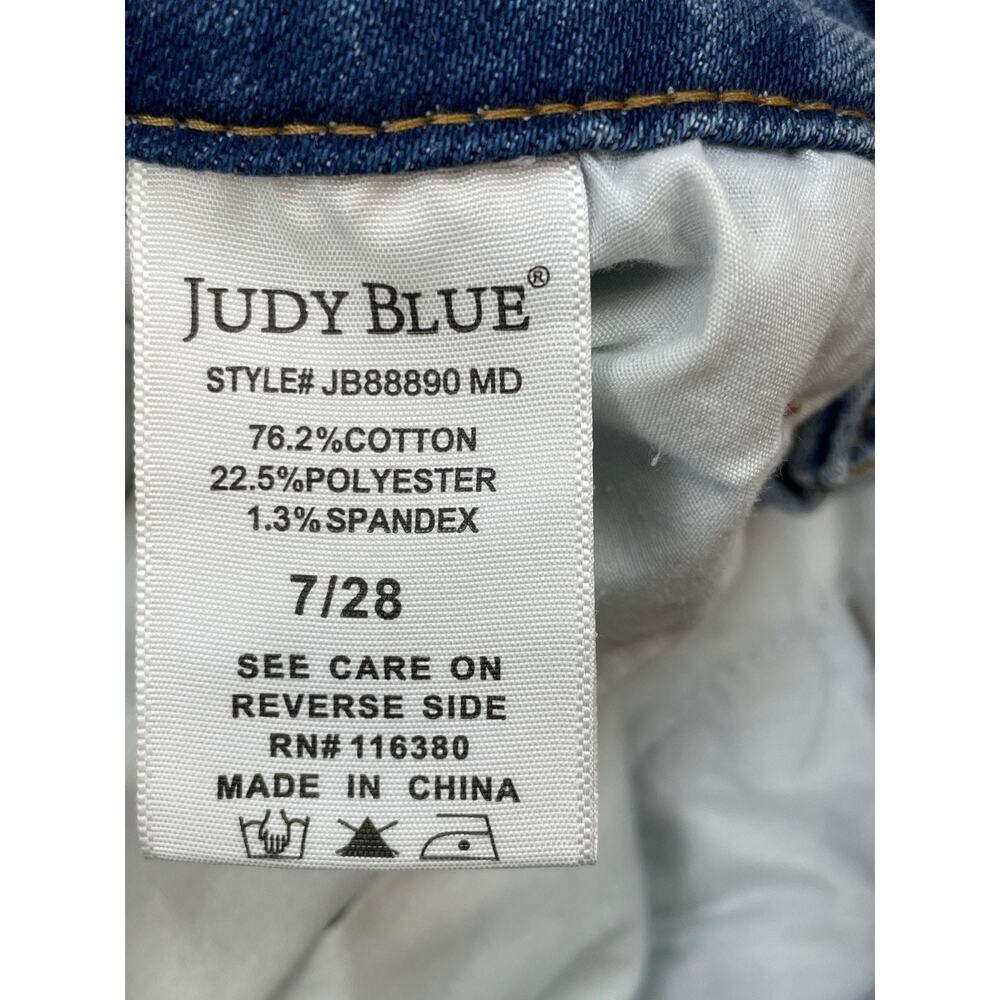 Judy Blue Jeans Womens 7/28 Blue Cotton Blend Stretch Shearling Cuffed Straight - Picture 8 of 10